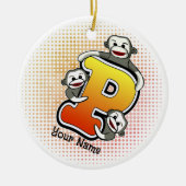 Monogram P Sock Monkey Keramisch Ornament (Voorkant)