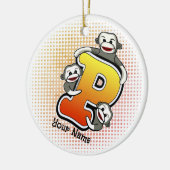 Monogram P Sock Monkey Keramisch Ornament (Links)