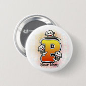 Monogram P Sokker Aap Ronde Button 5,7 Cm (Voorkant /achterkant)
