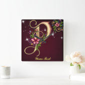 Monogram P-wandklok personaliseren Vierkante Klok (Huis)