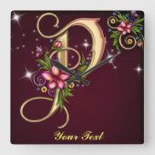 Monogram P-wandklok personaliseren Vierkante Klok (Voorkant)