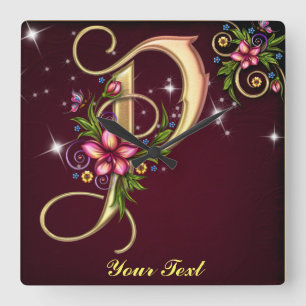 Monogram P-wandklok personaliseren Vierkante Klok