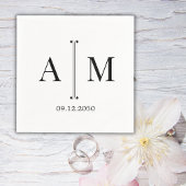Monogram paar datum eenvoudige minimale bruiloft servet