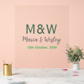 Monogram paar grijs groen moderne romantische date acryl bord (Huwelijk)