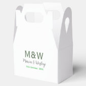 Monogram paar grijs groen moderne romantische date bedankdoosjes (Geopend)