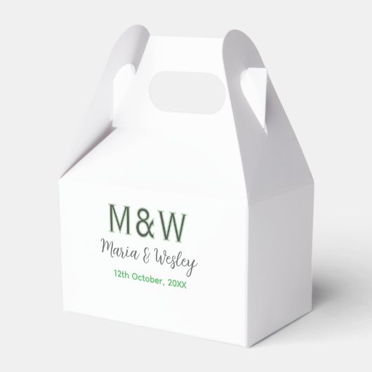 Monogram paar grijs groen moderne romantische date bedankdoosjes (Voorkant Zijde)