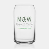 Monogram paar grijs groen moderne romantische date blikvorm glas (Achterkant)