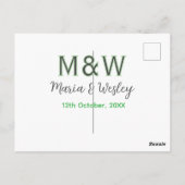 Monogram paar grijs groen moderne romantische date briefkaart (Achterkant)