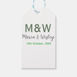 Monogram paar grijs groen moderne romantische date cadeaulabel