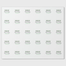 Monogram paar grijs groen moderne romantische date cadeaupapier