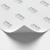 Monogram paar grijs groen moderne romantische date cadeaupapier (Hoek)