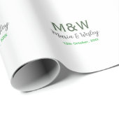 Monogram paar grijs groen moderne romantische date cadeaupapier (Rol Hoek)