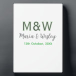 Monogram paar grijs groen moderne romantische date fotoplaat<br><div class="desc">meisjesontwerp</div>