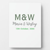 Monogram paar grijs groen moderne romantische date fotoplaat (voorkant)