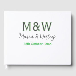 Monogram paar grijs groen moderne romantische date gastenboek
