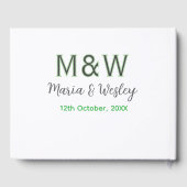 Monogram paar grijs groen moderne romantische date gastenboek (Achterkant)