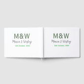 Monogram paar grijs groen moderne romantische date gastenboek (Volledig)