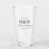 Monogram paar grijs groen moderne romantische date glas (Achterkant)