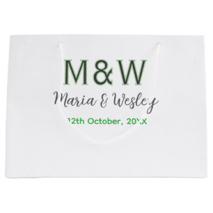 Monogram paar grijs groen moderne romantische date groot cadeauzakje