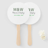 Monogram paar grijs groen moderne romantische date handwaaier (Voorkant en achterkant)