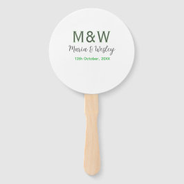 Monogram paar grijs groen moderne romantische date handwaaier