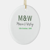 Monogram paar grijs groen moderne romantische date keramisch ornament (Rechts)