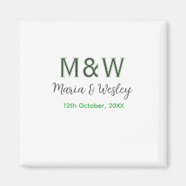 Monogram paar grijs groen moderne romantische date magneet