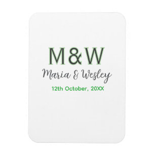 Monogram paar grijs groen moderne romantische date magneet