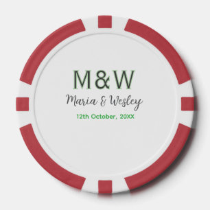 Monogram paar grijs groen moderne romantische date poker chips