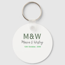 Monogram paar grijs groen moderne romantische date sleutelhanger
