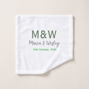 Monogram paar grijs groen moderne romantische date washandje