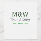 Monogram paar grijs groen moderne romantische date wijn etiket (Enkel label)