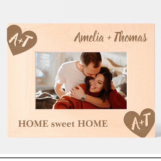 Monogram paar Housewarming Custom Wood Lijsten Gegraveerde Lijstjes