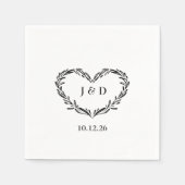 Monogram Paar Initialen Datum Hand getrokken Hart Servet (Voorkant)