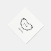 Monogram Paar Initialen Datum Hand getrokken Hart Servet (Hoek)