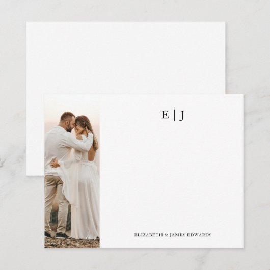 Monogram Paar Initialen met Foto Gepersonaliseerd Notitiekaartje (Voorkant / Achterkant)