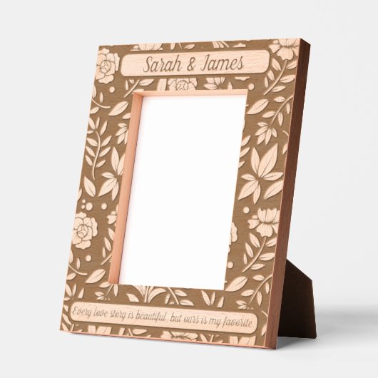 Monogram Paar Namen Botanische Bloemen Quote Gegraveerde Lijstjes (Links)