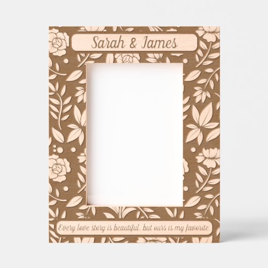 Monogram Paar Namen Botanische Bloemen Quote Gegraveerde Lijstjes (Voorkant)