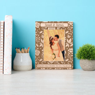 Monogram Paar Namen Botanische Bloemen Quote Gegraveerde Lijstjes