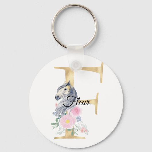 Monogram paard schattige florese paardensportnaam  sleutelhanger (Voorkant)