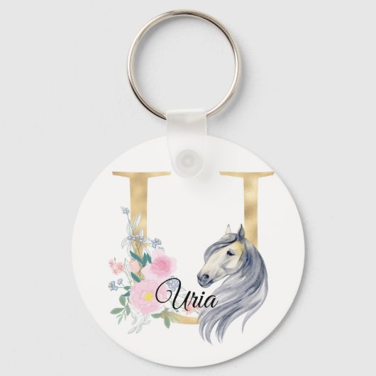Monogram paard schattige florese paardensportnaam sleutelhanger (Voorkant)