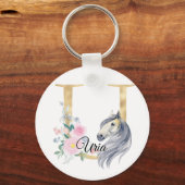 Monogram paard schattige florese paardensportnaam sleutelhanger (Voorkant)