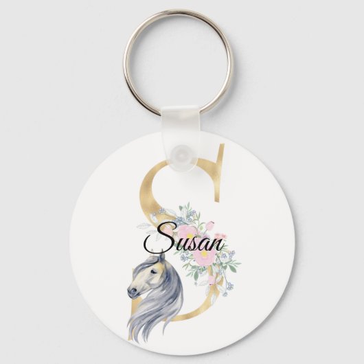 Monogram paard schattige florese paardensportnaam sleutelhanger (Voorkant)