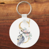 Monogram paard schattige florese paardensportnaam sleutelhanger (Voorkant)