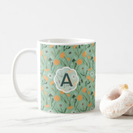 Monogram Paardebloem Bloemen Sinaasappel Bloemen Koffiemok