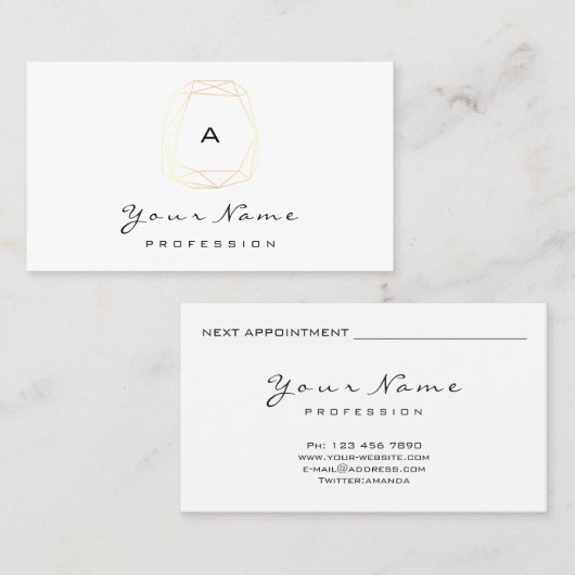 Monogram Paardebloem Diamant Wit Goud Blogger Afsprakenkaartje (Voorkant / Achterkant)