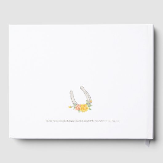 Monogram paarden en rozen waterverf kunst bruiloft gastenboek (Achterkant)