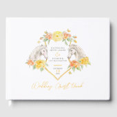 Monogram paarden en rozen waterverf kunst bruiloft gastenboek (Voorkant)