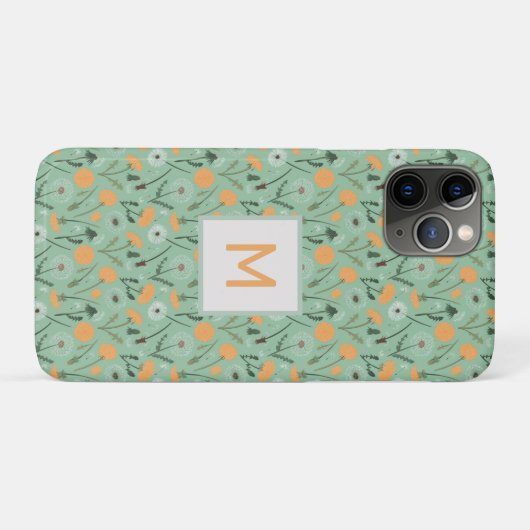 Monogram paardenbloem bloeit Sinaasappel bloemmoti Case-Mate iPhone Case (Achterkant (horizontaal))