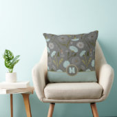 Monogram paardenbloem bloemen grijs blauw kussen (Stoel)